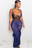 White Elastic Fly Mid Sequin Solid Loose Pants