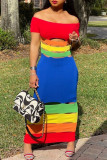 Zebra Sexy Patchwork Hollowed Out Backless Off the Shoulder Short Sleeve Dress