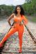 Orange Sexy Fashion asymmetrical Solid Fluorescent Slim fit Two Piece Suits Skinny Sleeveless Tw