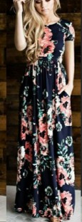 As Show-5 Short Sleeve Straight Long Print Dresses