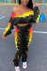 Black venetian Fashion adult Ma'am OL Patchwork Gradient Two Piece Suits pencil Long Sleeve Two Pieces