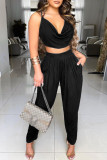 Green Sexy Casual Solid Backless Spaghetti Strap Sleeveless Two Pieces