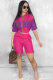 rose red Fashion Sexy Print Patchwork Straight Two-Piece Short Set