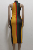 Multicolor Sexy Striped Print Patchwork Swimwears Cover Up