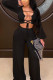 Black Sexy Print Solid V Neck Long Sleeve Regular Sleeve Short Two Pieces