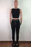 Gold Sexy Solid Patchwork Sleeveless Short Two Pieces