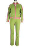 Pink Casual Solid Patchwork O Neck Long Sleeve Two Pieces
