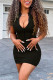 Black Fashion Casual Solid Basic Zipper Collar Short Sleeve Dress
