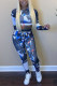multicolor Sportswear Print O Neck Long Sleeve Regular Sleeve Two Pieces
