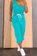 Sky Blue Fashion Casual adult Patchwork Solid Bandage Two Piece Suits pencil Sleeveless Two Pieces