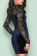 Blue Fashion Long Sleeves O neck Slim Dress Mini Patchwork Long Sleeve Dresses
