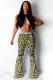 Yellow Zipper Fly Sleeveless Mid Old Zippered washing camouflage Boot Cut Pants