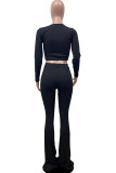 Red Fashion Casual adult Ma'am Solid Two Piece Suits Loose Long Sleeve Two Pieces