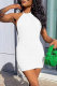 White Fashion Sexy Solid Backless O Neck Sleeveless Dress