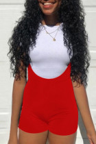 Red Fashion Casual Solid Basic O Neck Short Sleeve Two Pieces