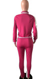 Red Europe and America contrast color Print Two Piece Suits Solid pencil Long Sleeve