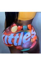 multicolor Elastic Fly Low Print Straight shorts Bottoms