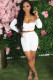 White Fashion adult Ma'am Street Patchwork Solid Two Piece Suits pencil Long Sleeve Two Pieces
