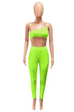 Pink Sexy Casual Solid Backless Strapless Sleeveless Two Pieces