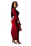 Orange Fashion Sexy adult Bell sleeve Long Sleeves one shoulder collar Step Skirt Ankle-Length Pa