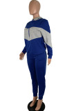 Black Casual Patchwork Two Piece Suits Solid Straight Long Sleeve