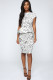 White Casual Cap Sleeve Short Sleeves O neck Step Skirt Knee-Length Print Floral Casual Dresses