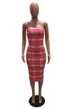 Pink Fashion Casual Print Sleeveless Wrapped Rompers