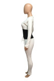 Red Street Patchwork Bandage Patchwork O Neck Skinny Jumpsuits