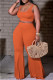 Orange Sexy Casual Solid Basic U Neck Sleeveless Two Pieces