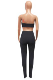 Pink Fashion adult Street Patchwork Solid Two Piece Suits Skinny Sleeveless Two Pieces