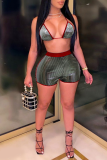 Red Sexy Street Patchwork Draw String Swimwears
