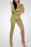 Pink Casual Solid Patchwork O Neck Long Sleeve Two Pieces