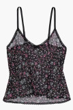 Black Ma'am adult Sexy Fashion Print Two Piece Suits Floral Patchwork Regular Sleeveless Two-Pi