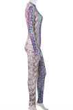 serpentine Sexy Print serpentine Long Sleeve O Neck Jumpsuits