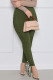Green Street Solid Patch Fold Regular Mid Waist Pencil Bottoms