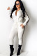 White Casual Two Piece Suits Patchwork Solid Loose Long Sleeve Two-piece Pants Set