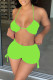 Green Fashion Sexy Solid Backless Halter Sleeveless Two Pieces