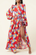 Red Sexy Print High Opening V Neck Irregular Dress Dresses