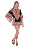 Black Fashion adult Sexy Bat sleeve Half Sleeves O neck Swagger Mini Patchwork Print