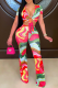 Red Sexy Print Bandage V Neck Sleeveless Two Pieces