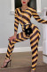 Yellow Sexy Print O Neck Skinny Jumpsuits