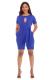 Blue Sexy Fashion bandage Patchwork Solid Hollow Short Sleeve O Neck 