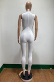 Black Casual Sportswear Letter Embroidered O Neck Skinny Jumpsuits
