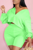 Black Fashion adult Ma'am Street O Neck Solid Two Piece Suits Stitching Plus Size