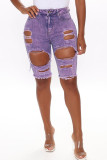 purple Broken Holes Denim