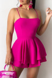 Red Sexy Casual Solid Backless Spaghetti Strap Sleeveless Dress