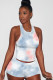 Orange Fashion Casual adult Ma'am Patchwork Print Tie Dye contrast color Two Piece Suits pencil Sleeveless Two Pieces