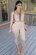 Coffee Fashion Sexy Solid crop top Striped Slim fit Skinny Sleeveless Two-piece Pants Set