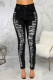 Black Sexy Solid Ripped High Waist Skinny Denim