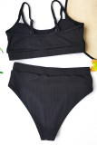 Black Fashion Sexy Solid Backless Swimwears